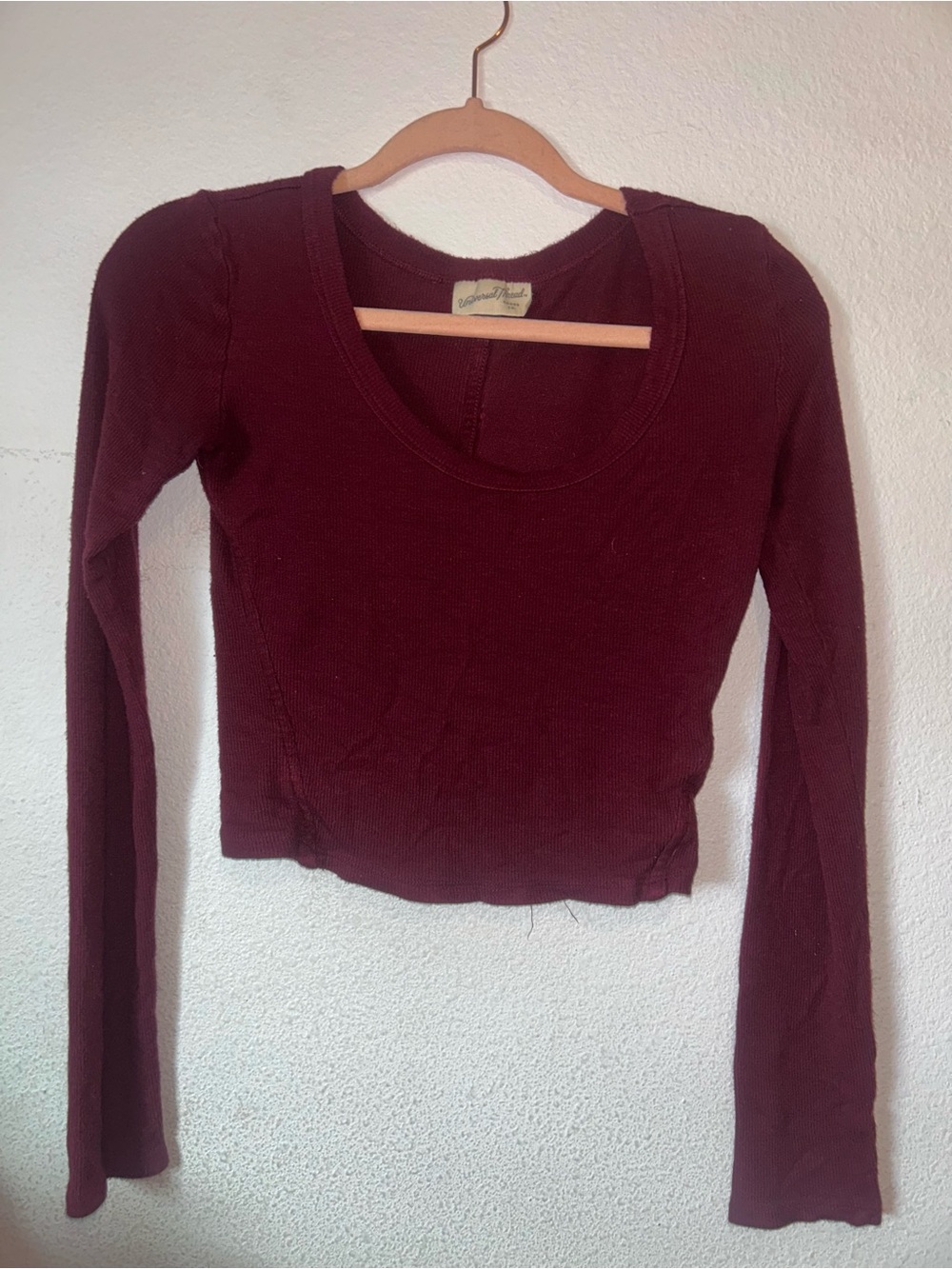 Universal Thread Women's Long-Sleeve Scoop Neck Crop Top - Wine